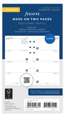 Image de Filofax Personal Week On Two Pages 2025 – Langue : anglais
