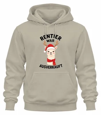 Produktbild von Rentier War t Alpaka Lama Lustig Ugly Christmas Hoodie Kapuzenpullover, Natur, XL
