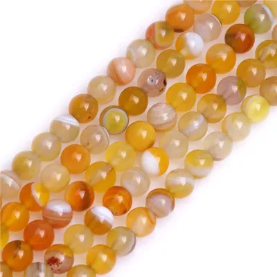 Runde Edelsteinperlen 6mm, Gelber Onyx Achat, 66 Stück, 15 Zoll