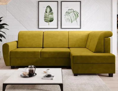 Produktbild von Easy4You Ecksofa MILO L-Form Senf – 235x90x157 cm - Schlafsofa mit Bettkasten und Schlaffunktion - Eckcouch mit Stauraum – Rechts – Stoff Soro 40