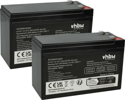 Produktbild von vhbw 2x Akku kompatibel mit APC DL725VT USV (7,2 Ah, 12 V, AGM)