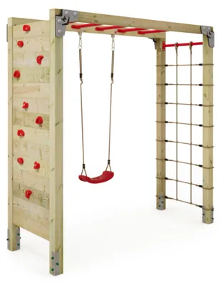Produktbild von Klettergerüst Wickey FIT Gym 442 mit Hangelleiter und Schaukel in Rot