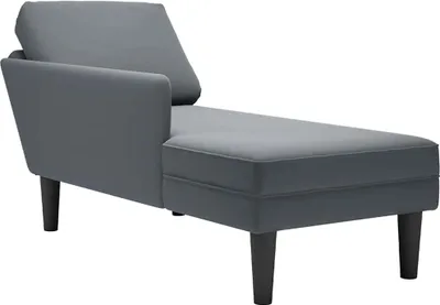 Produktbild von "im Angebot" Chaiselongue mit Kissen und Rechter Armlehne Dunkelgrau Samt - Recamieren CC17855
