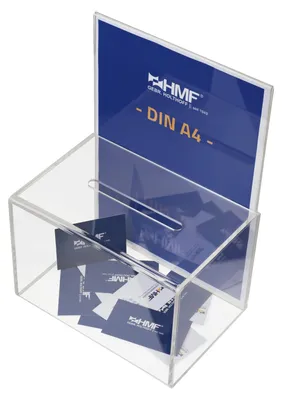 Produktbild von Acryl Spendenbox mit Blatteinschub, 22 x 15 x 15 cm, DIN A4, HMF 46916