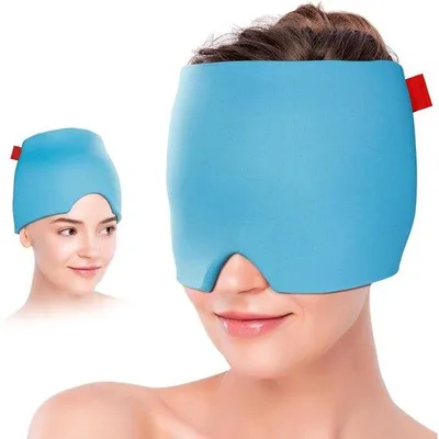 Produktbild von Schmerzmasker - Blaue Kopfbedeckung - Direkte Linderung
