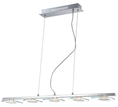 Produktbild von LED Hängeleuchte ZARIMA, Silber, Metall, Glas, 5-flammig, L 90 cm