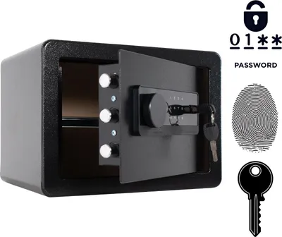 Produktbild von Gepanzerter Biometrischer Haustresor mit Fingerabdruck 25x35x25 cm Schwarz