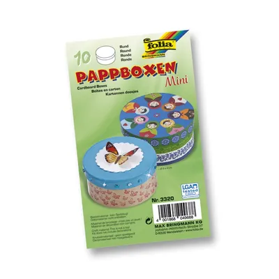 Produktbild von Folia Pappboxen Mini 'Rund', 8x4cm, Karton, Geschenkboxen, natur (10er Pack)