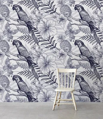 Produktbild von Coloray Fototapete 416x254 cm Latextapete Magicstick - Papageien Birdsflororal tropisch