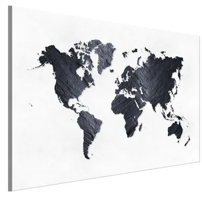 Produktbild von LUMASOUL Leinwand Bilder, Leinwandbild Karten Motiv, Wandbilder Holzrahmen, Bilder 90x60cm Schwarz Weltkarte 01