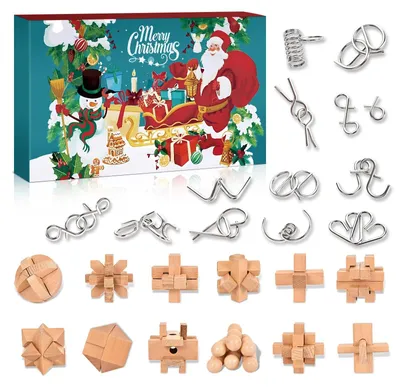 Obrázek produktu pro Adventní kalendář 2026 pro děti Hlavolamy a Puzzle ze dřeva a kovu