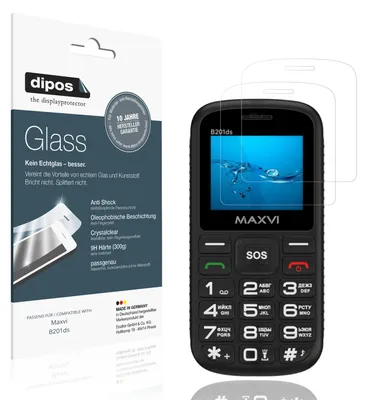 Produktbild von 2x Schutzfolie für Maxvi B201ds - Anti-Shock 9H Folie dipos Glass Kunststoffglas