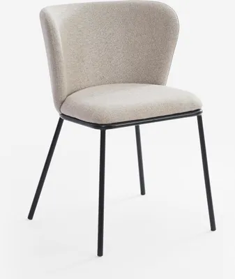 Produktbild von Stuhl für das Esszimmer in modernem Design aus Stoff mit schwarzen Beinen Lasta - Weiß