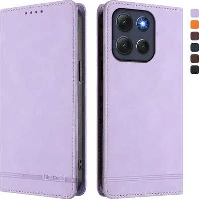 Immagine prodotto di Custodia per Motorola Moto G86, custodia retro in Finto cuoio con supporto e slot per carte di credito Viola