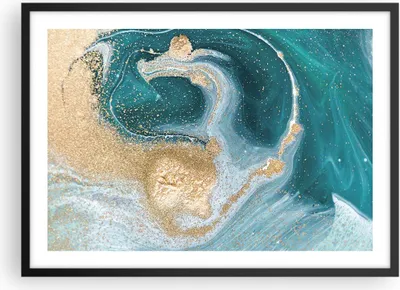Produktbild von Gerahmtes Poster - Schwarzer Rahmen - Golden Türkis Hintergrund - 70x50 cm - Wand Bild - Wanddeko - Wandbilder - Kunstposter - Wandposter - Bilderrahmen - Bilder - Kunstdruck - P2BAA70x50-4969
