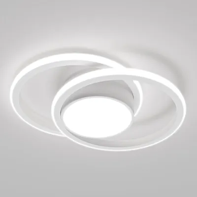 Produktbild von LQWELL Modern LED Deckenleuchte, LED Deckenlampe 40cm, 2-Ringe Design, 48W 6500K 5350LM IP44 spritzwassergesch Schlafzimmerleuchte Wohnzimmerleuchte
