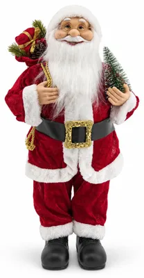 Productafbeelding van Benza – Kerstman – Rood – 60 cm – Staande Kerstdecoratie – Met Cadeauzak en Kerstboompje