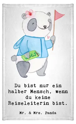 Produktbild von Mr. & Mrs. Panda Handtuch Reiseleiterin Herz - Weiß - Geschenk, Gästetuch, Gäste-WC, Mini-Handtuch, Gästehandtuch Bunt, Design