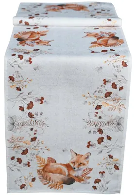 Produktbild von Tischläufer COCO mit Fuchs Druck Herbst-Deko Polyester 40 x 140 cm