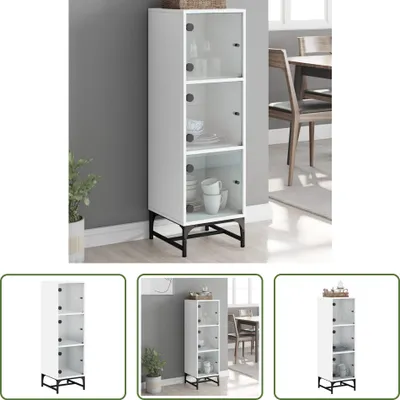 Immagine prodotto di The Living Store Credenza con ante in vetro bianca 35x37x120 cm