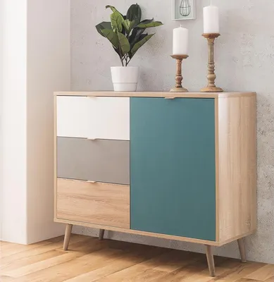 Obrázek produktu pro Kommode >Visby< in Sonoma-Eiche - 103x87x40cm (BxHxT)
