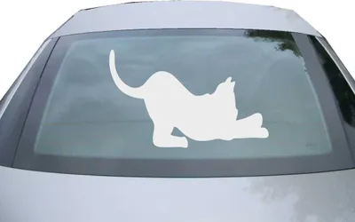 Produktbild von Indigos UG - Aufkleber Heckscheibe & Motorklappe DE7034 - silber - 600x370 mm - liegende Katze - Cat - Auto Scheiben Fenster Heckklappe Tuning Racing JDM - Die cut