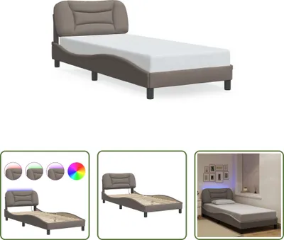Produktbild von The Living Store Bettgestell mit LED Taupe 90x190 cm Stoff