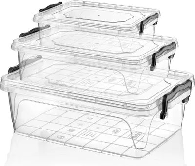 Produktbild von 3tlg Klick Vorratsdose Set Frischhaltedose Aufbewahrung Box Gefrierdose Brotdose