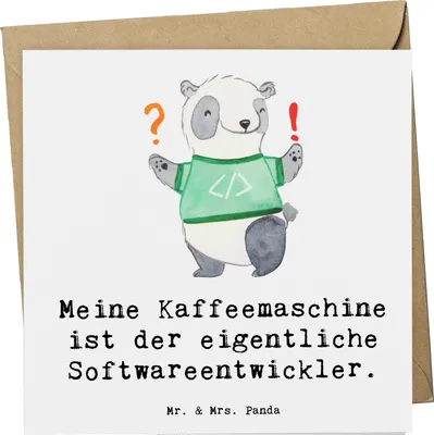 Produktbild von Mr. & Mrs. Panda Grußkarte Softwareentwickler Held - Weiß - Geschenk, Klappkarte, Geschenke für Berufstätige, doppelkarte, Computersysteme, personalisierte, faltkarte