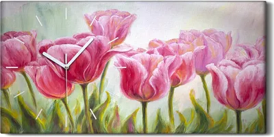 Produktbild von Dekor Leinwand Uhr Wandbilder Geräuschlos 60x30 Gemälde Blumen Pflanzen Kunst - weiße Hände