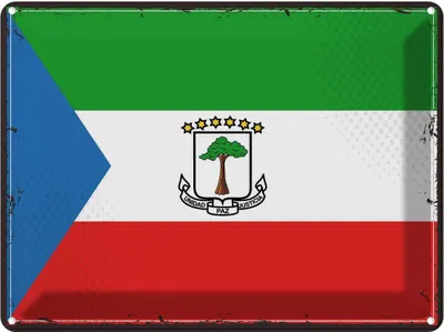Produktbild von vianmo Blechschild 30x40 cm Äquatorialguineas Retro Flagge Fahne Wappen