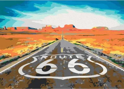 Zdjęcie produktu dla MALOWANIE PO NUMERACH Z RAMĄ Obrazy do malowania Route 66 50x40 cm