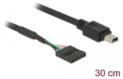 Obrázok produktu pre DeLOCK 83170, 0,3 m, Mini-USB B, USB 2.0, Samec/Samica, 0,48 Gbit/s, Čierna