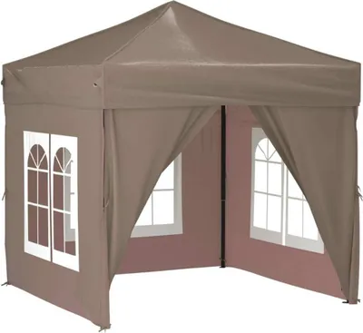 Immagine prodotto di vidaXL Tenda pieghevole per feste con pareti laterali Taupe 2x2 m