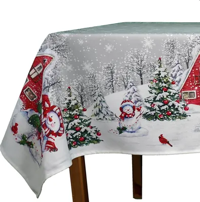 Produktbild von Tischwäsche Druck Schneemannfamilie 110 x 110 cm