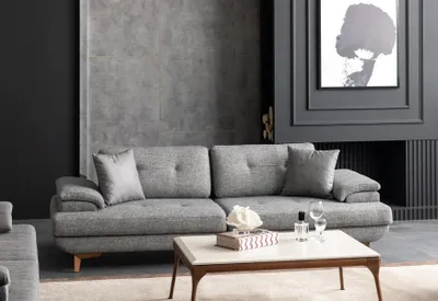 Produktbild von Sofa 3 Sitzer Couch Stoffsofa Sitzcouch Sitzmöbel Polstersofa Mit Kissen