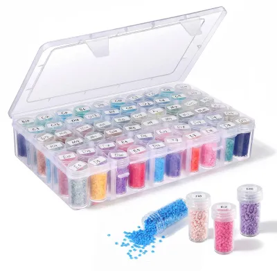Aufbewahrungsbox für Diamantmalerei, 60 Flaschen, 15 Fächer