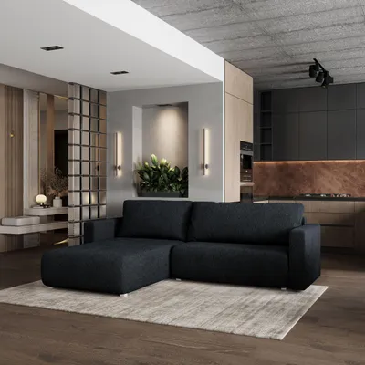 Produktbild von Masseno Ecksofa TURIN N mit Schlaffunktion L-Form, Sofa mit Bettkasten, Wohnzimmersofa, Couch, Soffa, Bettsofa, Couchgarnitur- Schwarz, NOW OR NEVER 100
