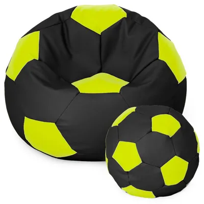 Produktbild von Fußball Sessel mit Füllung EPS Perlen Sitzsack Beanbag Sitzkissen 80cm Schwarz und Limette Sitzkissen Kissen Sitzsäcke Wohnzimmer Sitzsackbezug Gamer