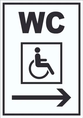 Produktbild von WC Behinderten mit Pfeil nach rechts Aufkleber A9 (37x52mm)