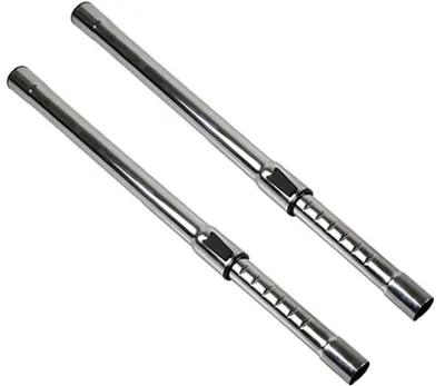 Produktbild von 2er Set Teleskoprohr 35mm Ø Staubsaugerrohr ausziehbar 600-1000 mm – Universelles Verlängerungsrohr für Teppich, Hartböden - Ersatzrohr verchromt für Bodenstaubsauger - Saugrohr mit Einrastfunktion