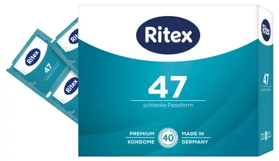 Produktbild von Ritex 47mm Kondome - extra klein - vegan - Dimeticon-basiertes Gleitmittel - normale Wandstärke - ca. 175mm Länge