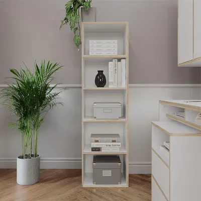 Zdjęcie produktu dla Regał na książki Vicco Tetrix Biały 40 x 140 cm z 5 przegrodami, Model 56548