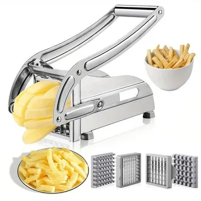 Produktbild von Professionelle, roestvrij stahlschnitter mit bequemer Griff und gerade Schneide, ideal für Selbstgemachtes Frittiergut.
