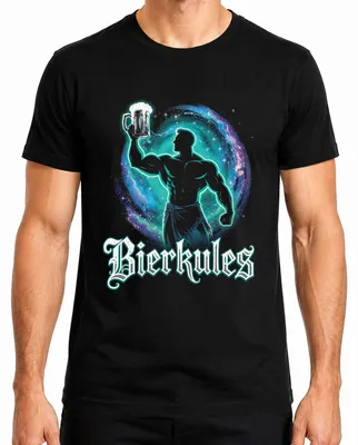 Immagine prodotto di Maglietta da uomo "Bierkules" con boccale di birra e uomo muscoloso - Carnevale, amanti della birra, , nero, 3XL