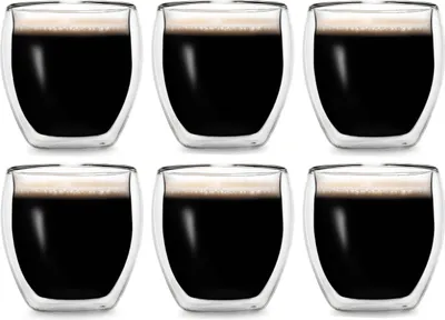 Zdjęcie produktu dla Szklanki do espresso Creano z podwójnymi ściankami, zestaw 6 szklanek termicznych o pojemności 100 ml z efektem pływającym