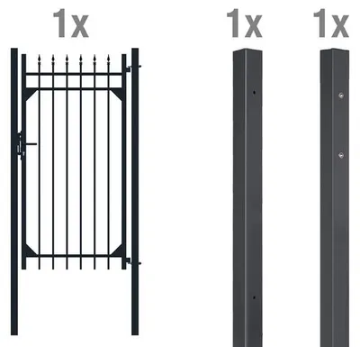 Obrázek produktu pro Alberts 511210 Einzeltor-Set Columbus, mattschwarz, Höhe 1800 mm, Lichte Breite 965 mm