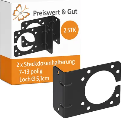 Produktbild von 2 x Steckdosenleiste Halterung für Anhänger, Steckdosen Halter Metall, für 7 u 13-polige Steckdosen, für Kupplungsträger