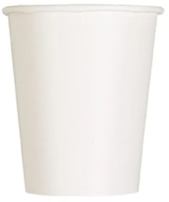 Produktbild von 14 Stück weisse Einwegbecher aus Pappe mit ca. 250 ml Fassungsvermögen