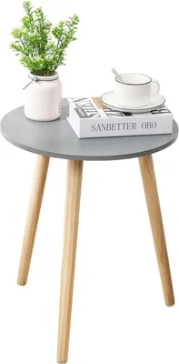 Produktbild von Beistelltisch Holz rund Ø42x52cm Grau/Natur stylischer